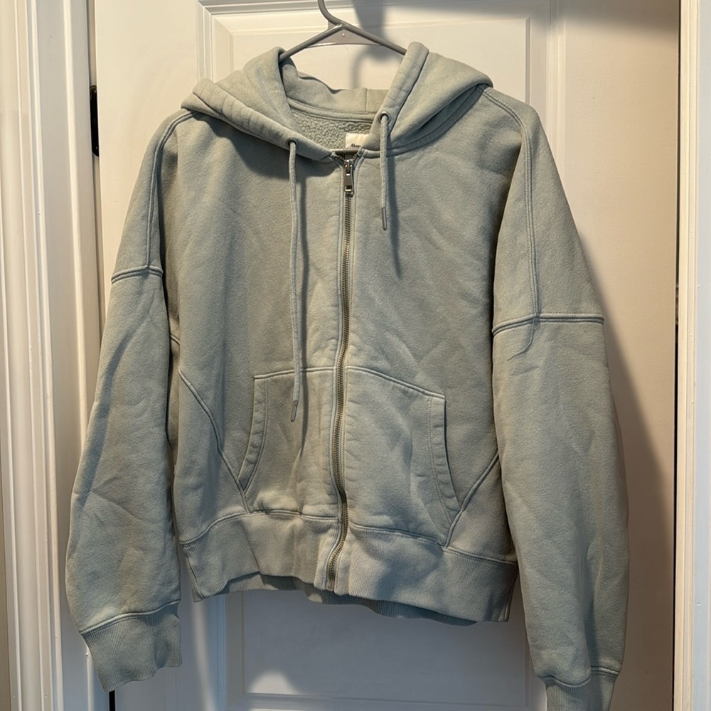 Light Sage Zip-Up Hoodie Sweatshirt - Women's